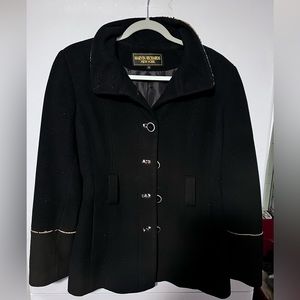 Marvin Richards Black Wool Double Breasted Pea Coat Size 8
